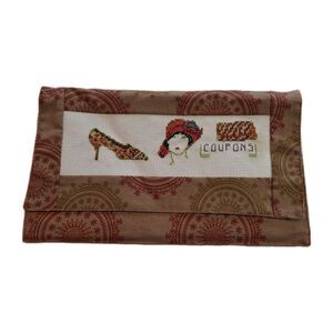 Handmade Coupon Organizer Holder W/ Pockets Needlepoint Grandmacore Decor